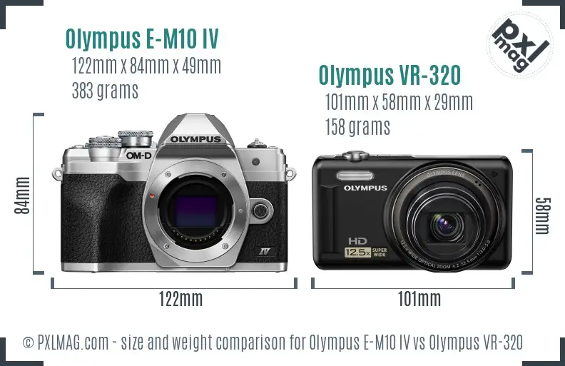 Olympus E-M10 IV vs Olympus VR-320 size comparison