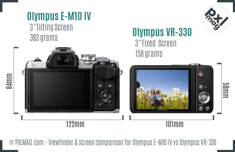 Olympus E-M10 IV vs Olympus VR-330 Screen and Viewfinder comparison