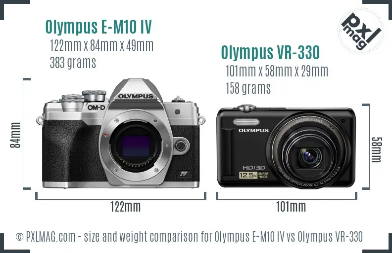 Olympus E-M10 IV vs Olympus VR-330 size comparison