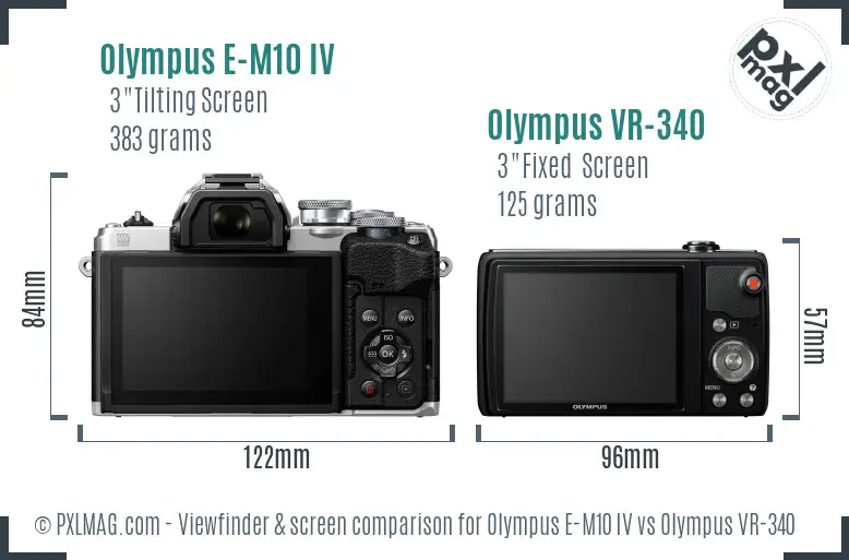 Olympus E-M10 IV vs Olympus VR-340 Screen and Viewfinder comparison