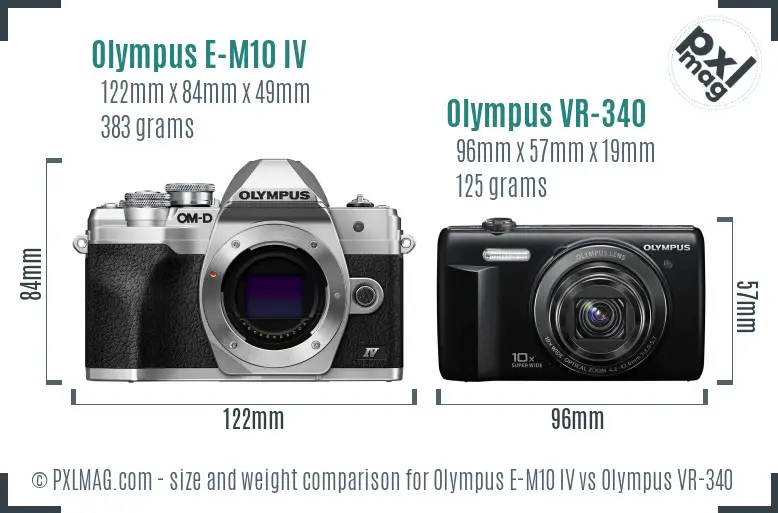 Olympus E-M10 IV vs Olympus VR-340 size comparison