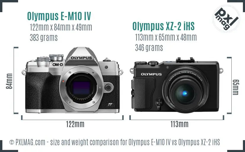Olympus E-M10 IV vs Olympus XZ-2 iHS size comparison