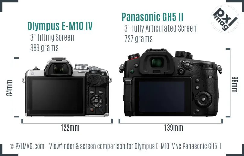 Olympus E-M10 IV vs Panasonic GH5 II Screen and Viewfinder comparison Olympus E-M10 IV vs Panasonic GH5 II Screen and Viewfinder comparison