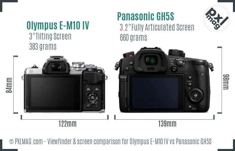 Olympus E-M10 IV vs Panasonic GH5S Screen and Viewfinder comparison