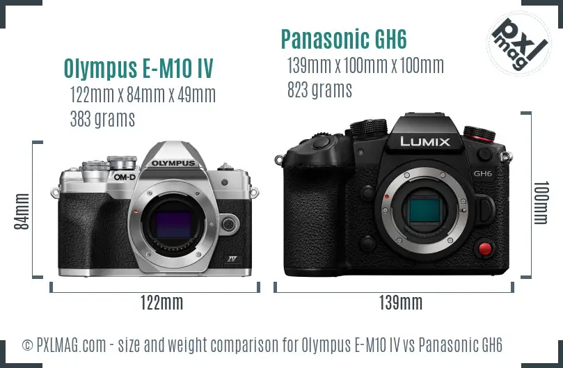 Olympus E-M10 IV vs Panasonic GH6 size comparison