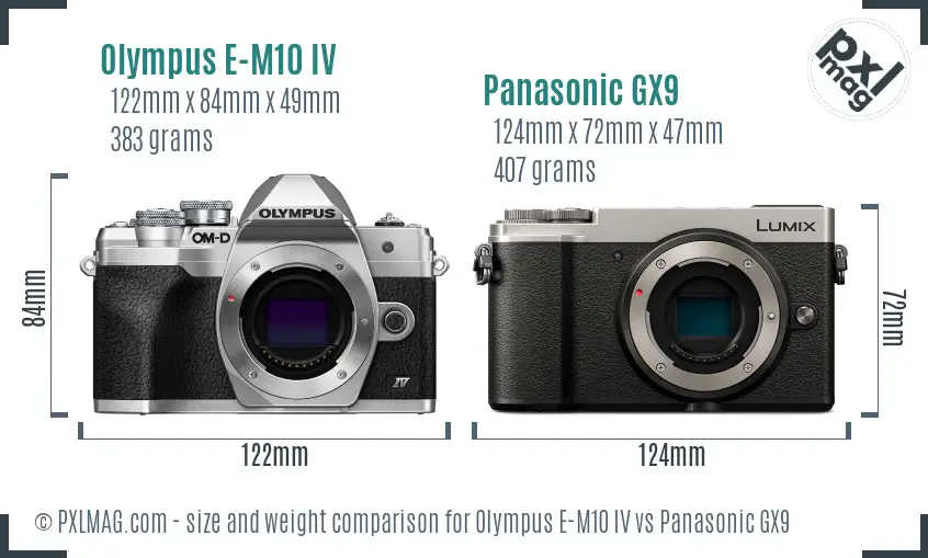 Olympus E-M10 IV vs Panasonic GX9 size comparison