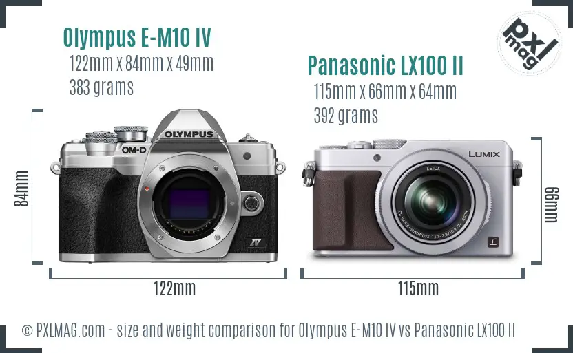 Olympus E-M10 IV vs Panasonic LX100 II size comparison