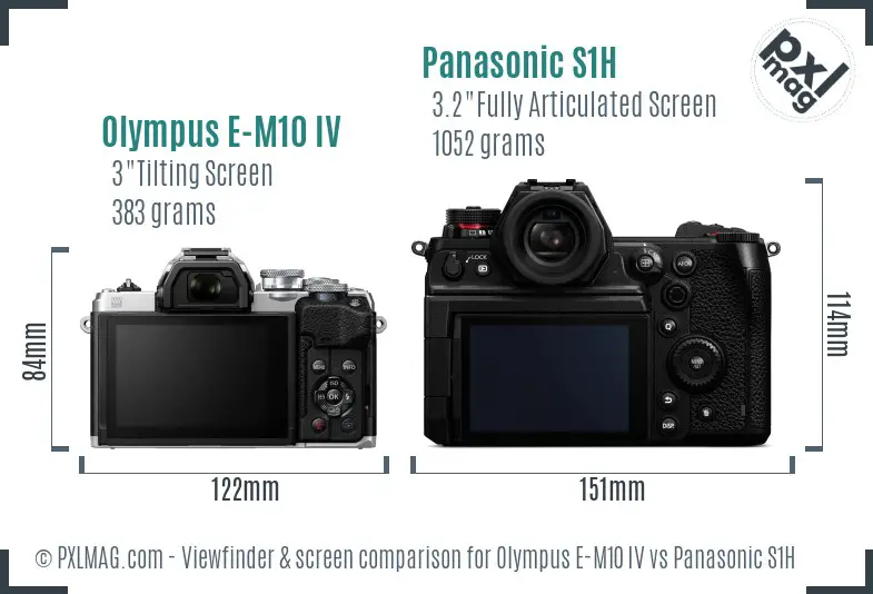 Olympus E-M10 IV vs Panasonic S1H Screen and Viewfinder comparison