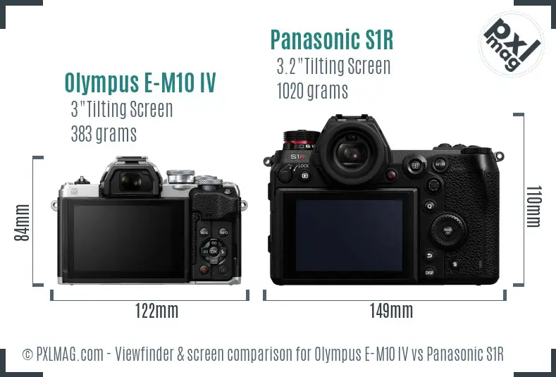 Olympus E-M10 IV vs Panasonic S1R Screen and Viewfinder comparison