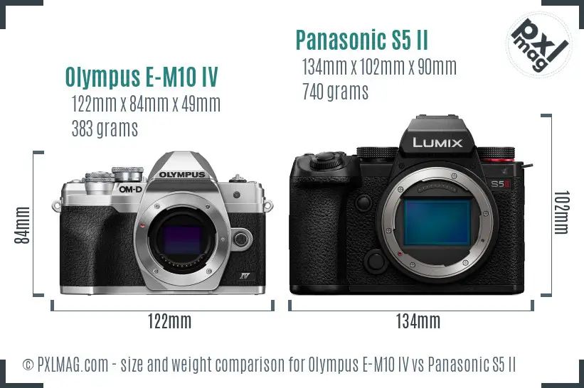 Olympus E-M10 IV vs Panasonic S5 II size comparison
