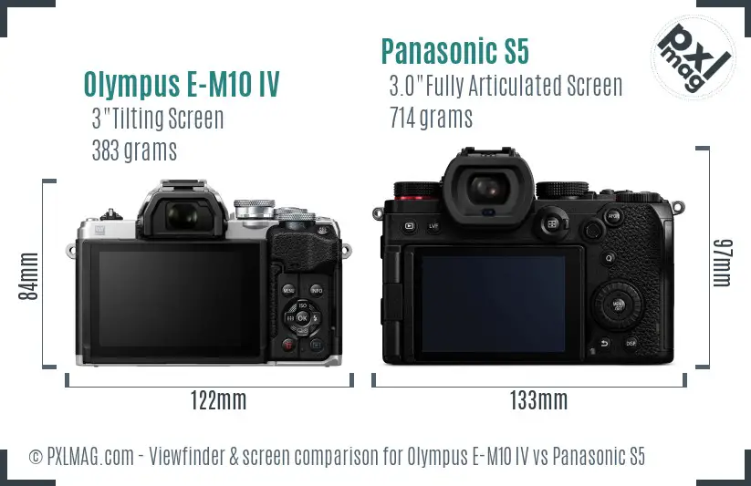 Olympus E-M10 IV vs Panasonic S5 Screen and Viewfinder comparison