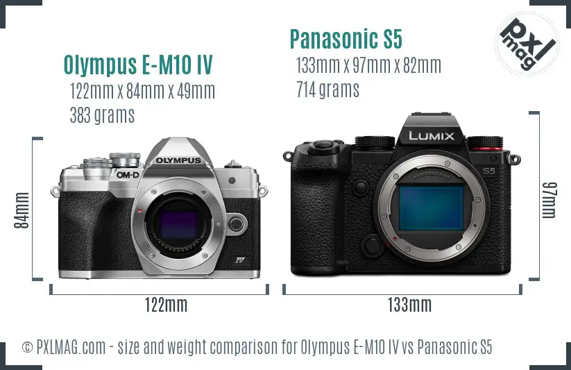 Olympus E-M10 IV vs Panasonic S5 size comparison