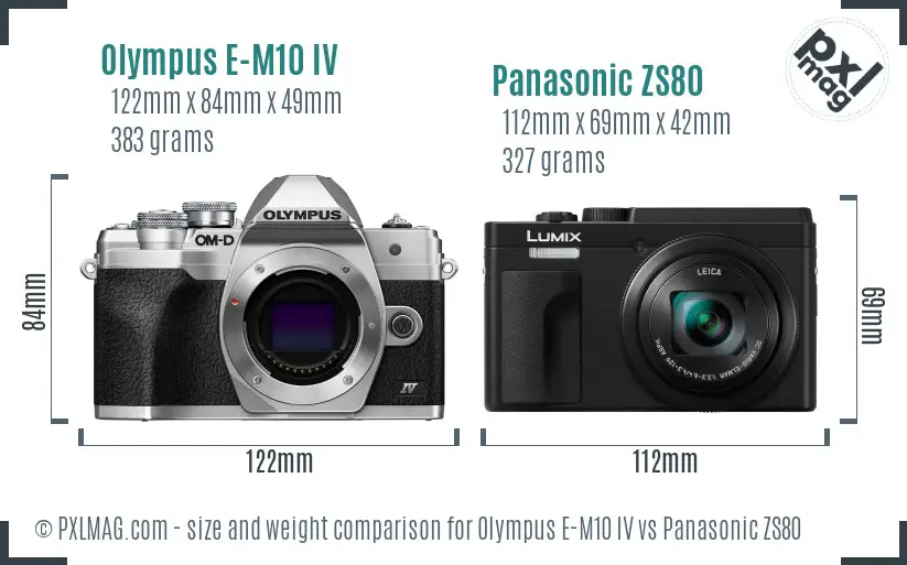 Olympus E-M10 IV vs Panasonic ZS80 size comparison