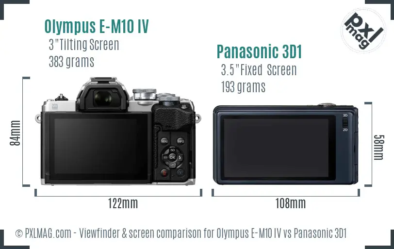 Olympus E-M10 IV vs Panasonic 3D1 Screen and Viewfinder comparison