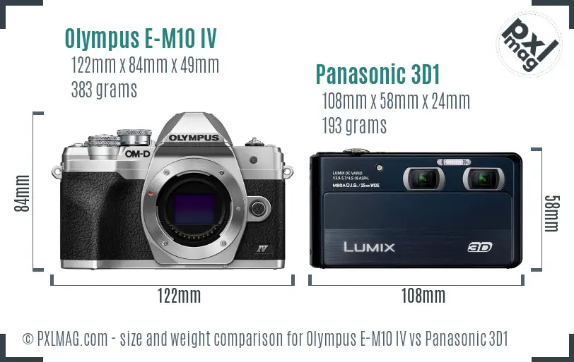 Olympus E-M10 IV vs Panasonic 3D1 size comparison