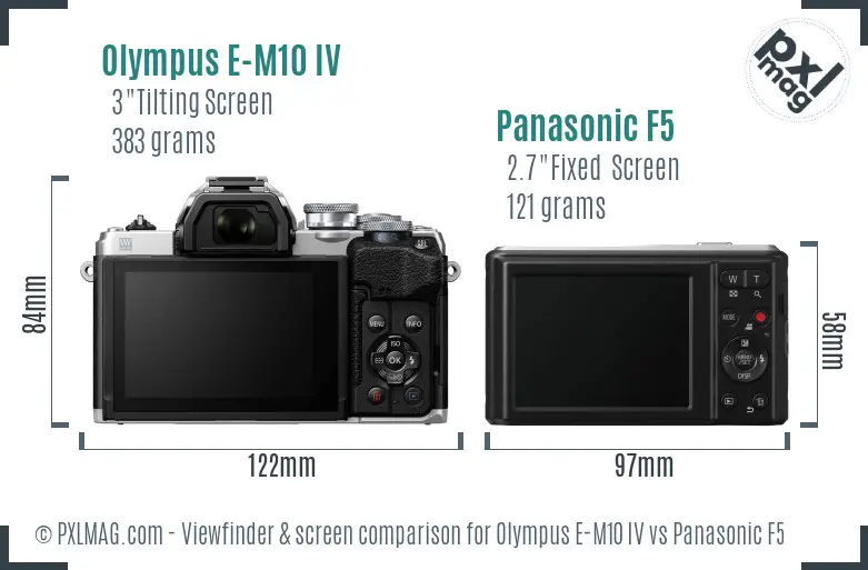 Olympus E-M10 IV vs Panasonic F5 Screen and Viewfinder comparison