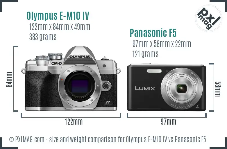 Olympus E-M10 IV vs Panasonic F5 size comparison