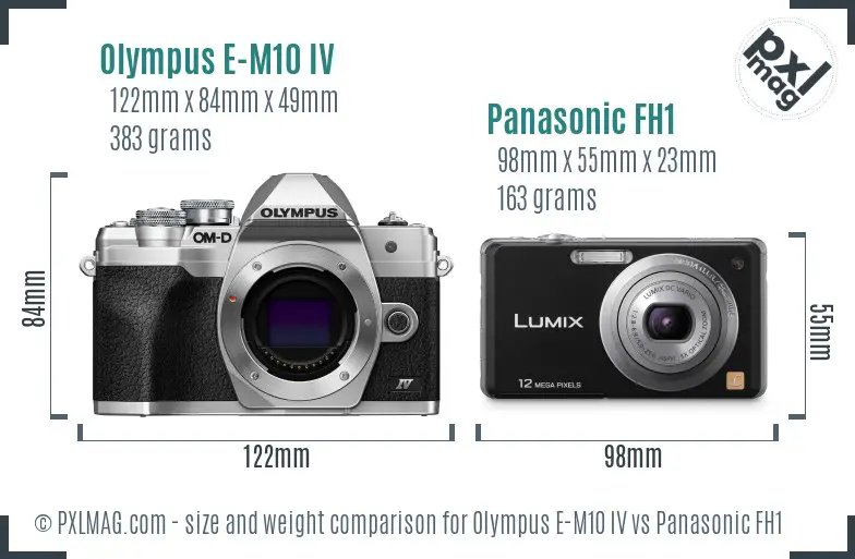 Olympus E-M10 IV vs Panasonic FH1 size comparison