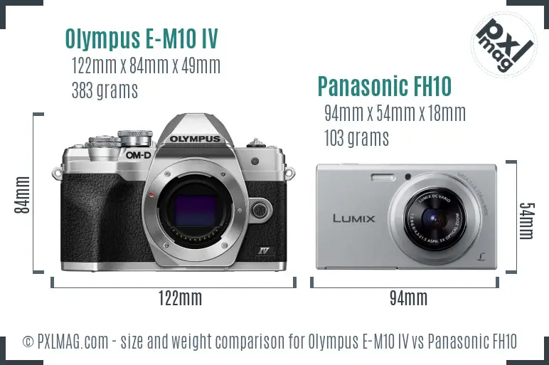 Olympus E-M10 IV vs Panasonic FH10 size comparison
