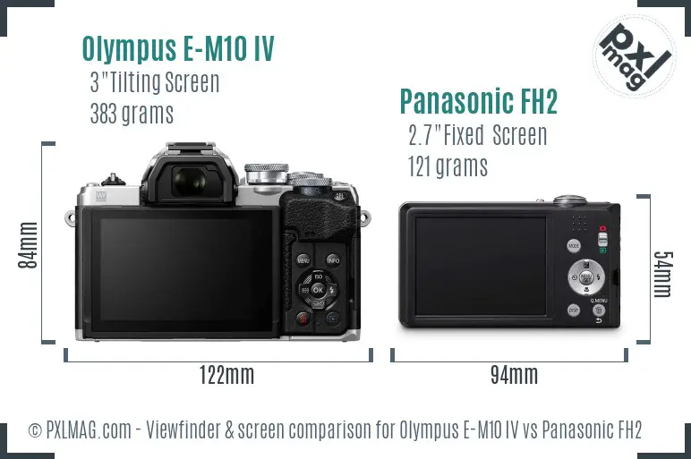 Olympus E-M10 IV vs Panasonic FH2 Screen and Viewfinder comparison