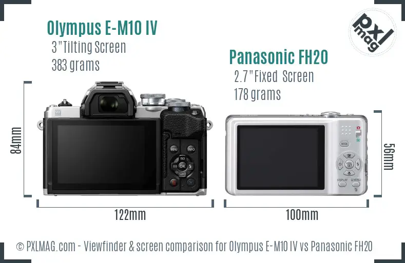 Olympus E-M10 IV vs Panasonic FH20 Screen and Viewfinder comparison