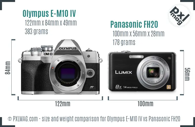 Olympus E-M10 IV vs Panasonic FH20 size comparison