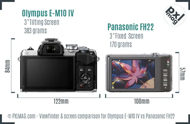 Olympus E-M10 IV vs Panasonic FH22 Screen and Viewfinder comparison