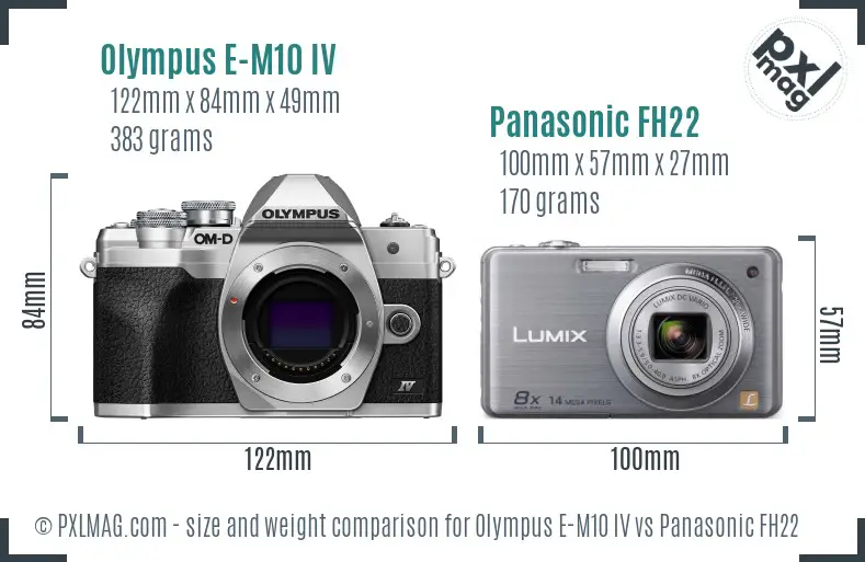 Olympus E-M10 IV vs Panasonic FH22 size comparison