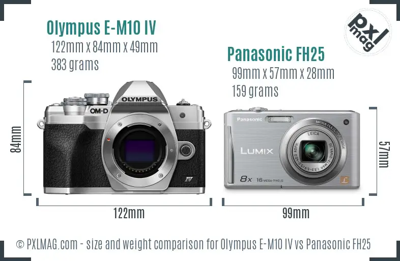 Olympus E-M10 IV vs Panasonic FH25 size comparison