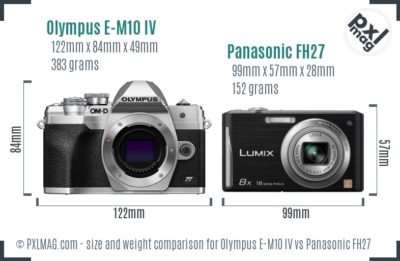 Olympus E-M10 IV vs Panasonic FH27 size comparison