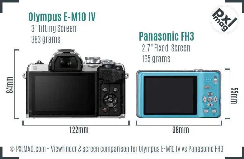 Olympus E-M10 IV vs Panasonic FH3 Screen and Viewfinder comparison
