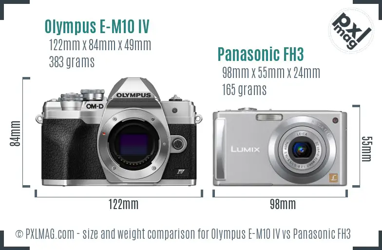 Olympus E-M10 IV vs Panasonic FH3 size comparison