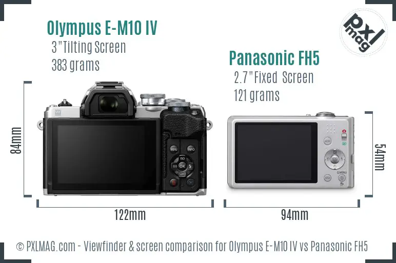 Olympus E-M10 IV vs Panasonic FH5 Screen and Viewfinder comparison