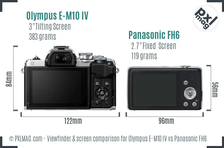 Olympus E-M10 IV vs Panasonic FH6 Screen and Viewfinder comparison