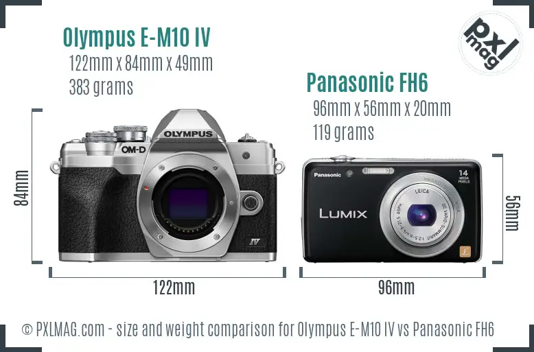Olympus E-M10 IV vs Panasonic FH6 size comparison