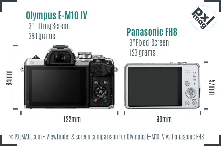 Olympus E-M10 IV vs Panasonic FH8 Screen and Viewfinder comparison