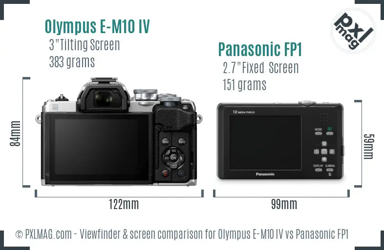 Olympus E-M10 IV vs Panasonic FP1 Screen and Viewfinder comparison