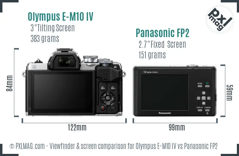Olympus E-M10 IV vs Panasonic FP2 Screen and Viewfinder comparison