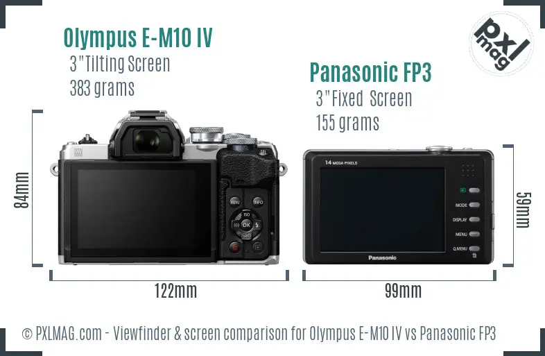Olympus E-M10 IV vs Panasonic FP3 Screen and Viewfinder comparison