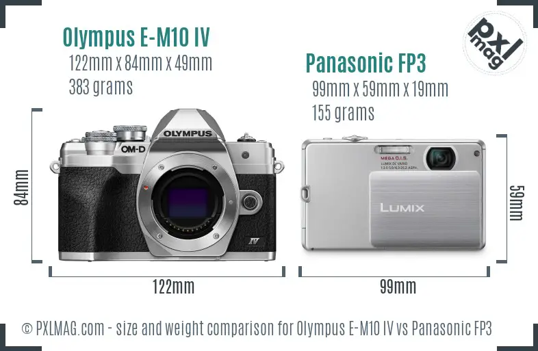 Olympus E-M10 IV vs Panasonic FP3 size comparison