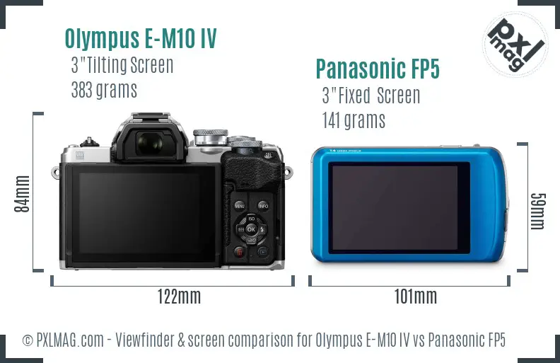Olympus E-M10 IV vs Panasonic FP5 Screen and Viewfinder comparison