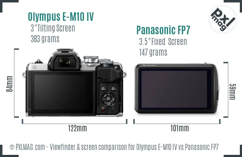 Olympus E-M10 IV vs Panasonic FP7 Screen and Viewfinder comparison