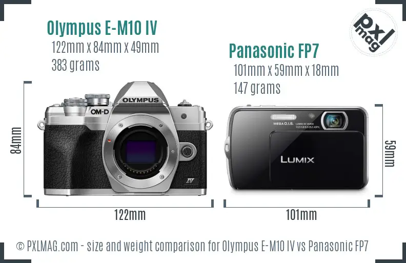 Olympus E-M10 IV vs Panasonic FP7 size comparison