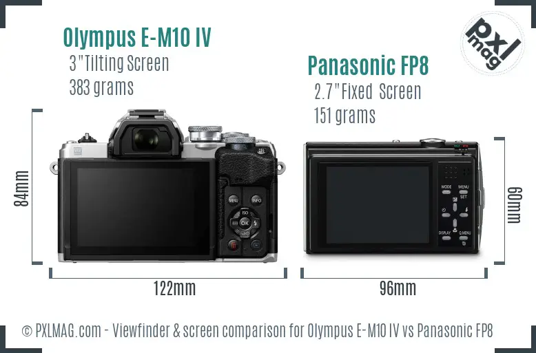 Olympus E-M10 IV vs Panasonic FP8 Screen and Viewfinder comparison