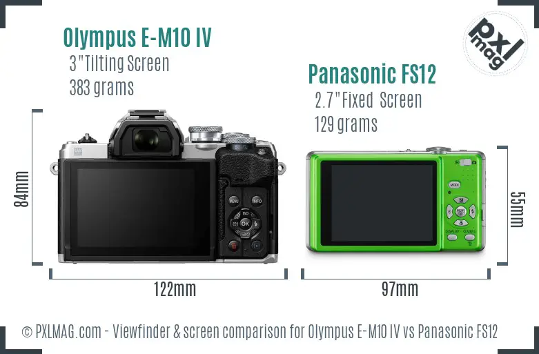 Olympus E-M10 IV vs Panasonic FS12 Screen and Viewfinder comparison