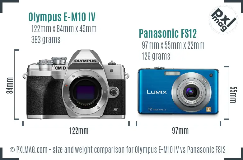 Olympus E-M10 IV vs Panasonic FS12 size comparison