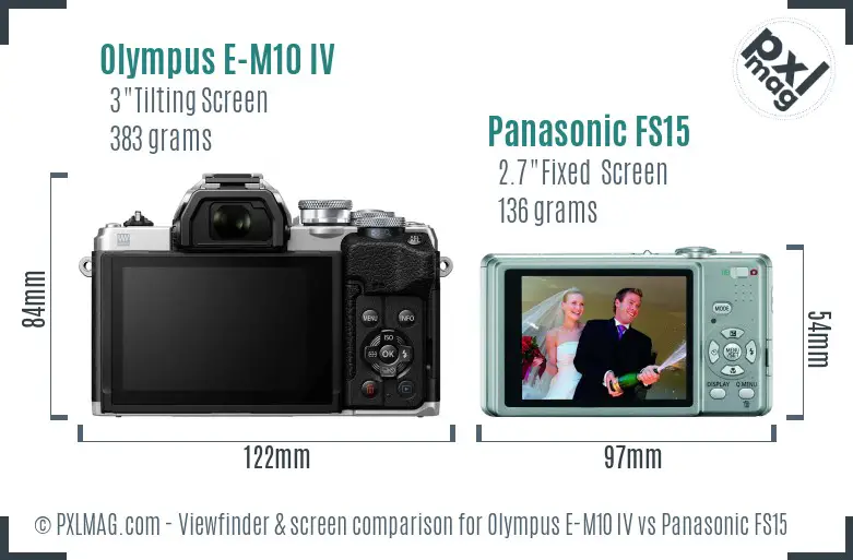 Olympus E-M10 IV vs Panasonic FS15 Screen and Viewfinder comparison