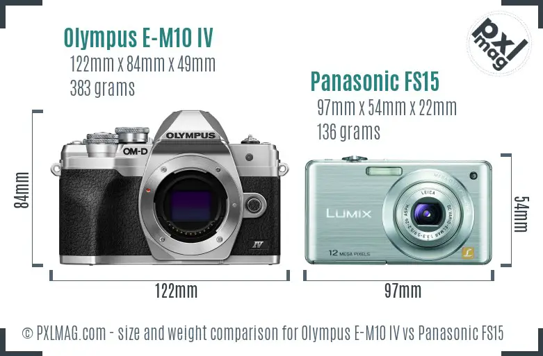 Olympus E-M10 IV vs Panasonic FS15 size comparison