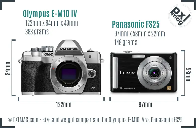 Olympus E-M10 IV vs Panasonic FS25 size comparison