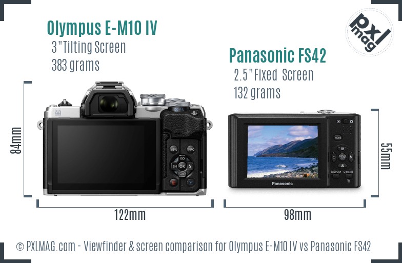 Olympus E-M10 IV vs Panasonic FS42 Screen and Viewfinder comparison